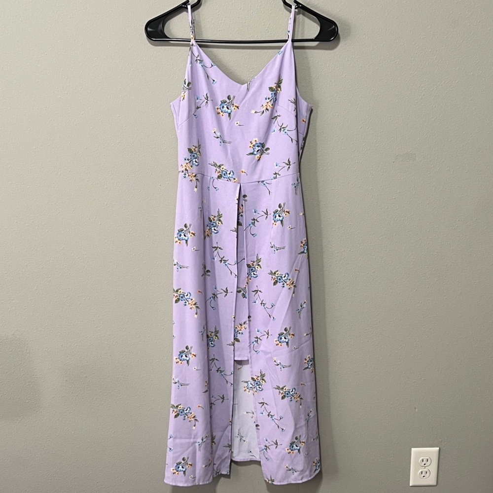Lilac Floral Slip Midi Dress